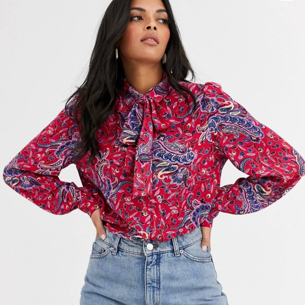 NEW Paisley bow neck blouse by & other stories
